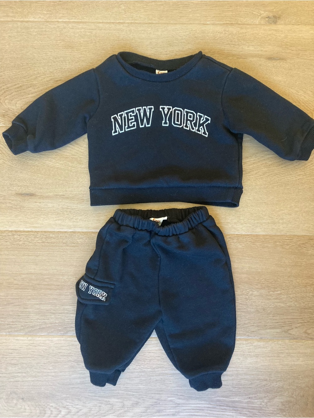 Baby Black ‘New York’ Sweatshirt & Jogger Set